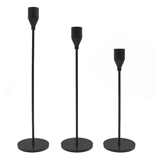 WillGail Set of 3 Matte Black Candle Holders for Taper Candles, Modern Decorative Candlestick Hol... | Amazon (US)