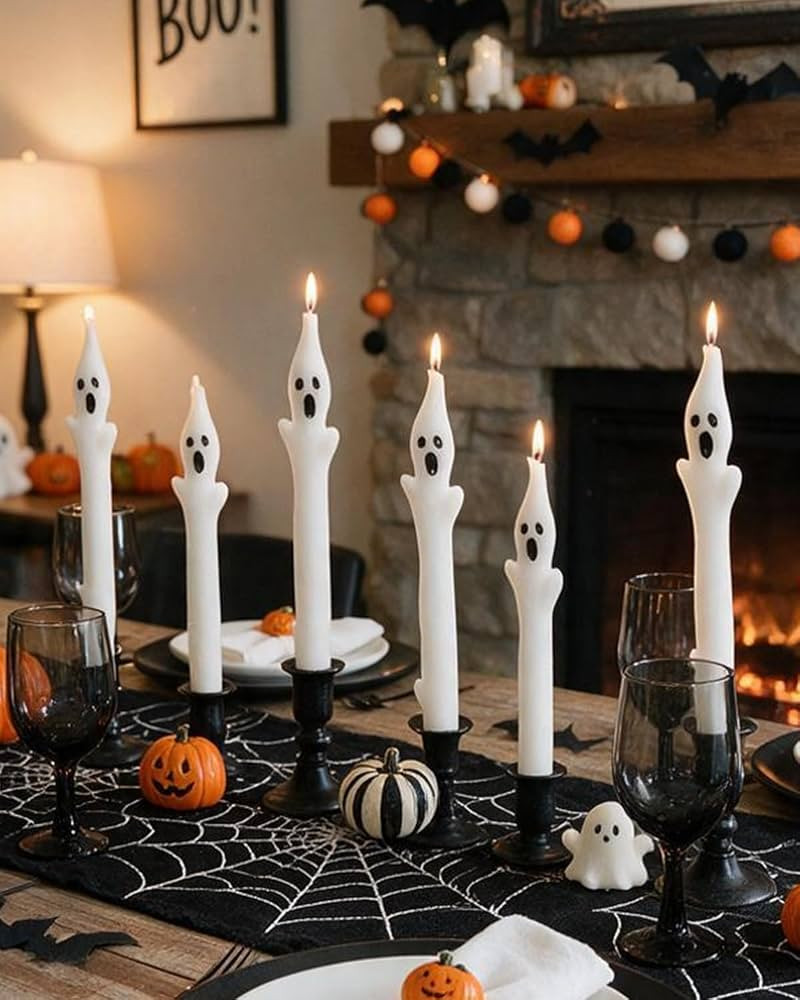 MAITREYA Ghost Taper Candles Spooky Halloween Dinner Candles Home Table Decoration for Autumn Fes... | Amazon (US)