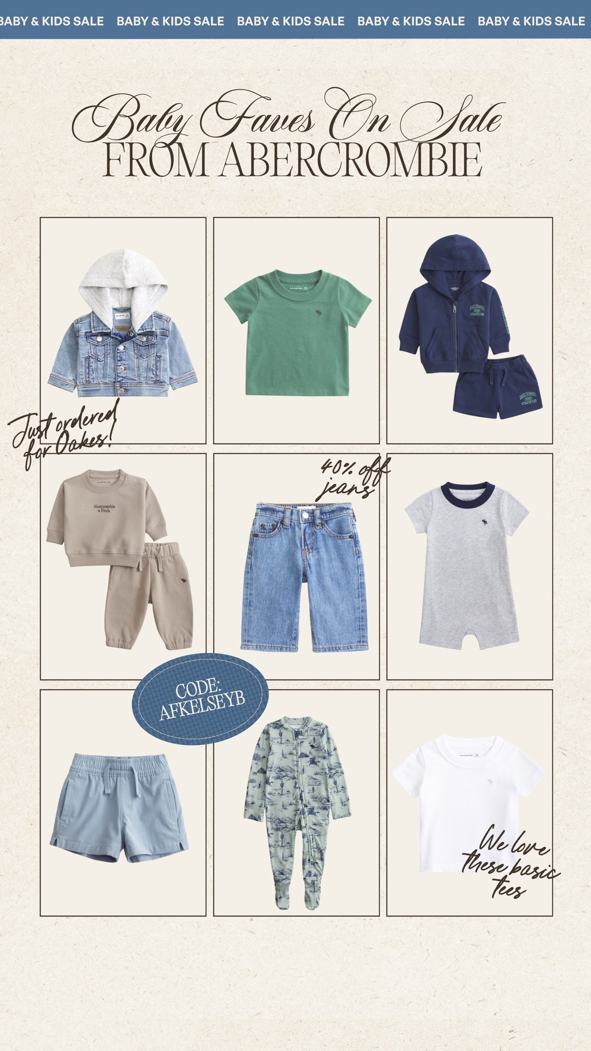 @abercrombie baby & kids sale🤍 Code: AFKELSEYB stacks! All of Oakes recent orders

#LTKmomlife #LTKBaby #LTKSaleAlert