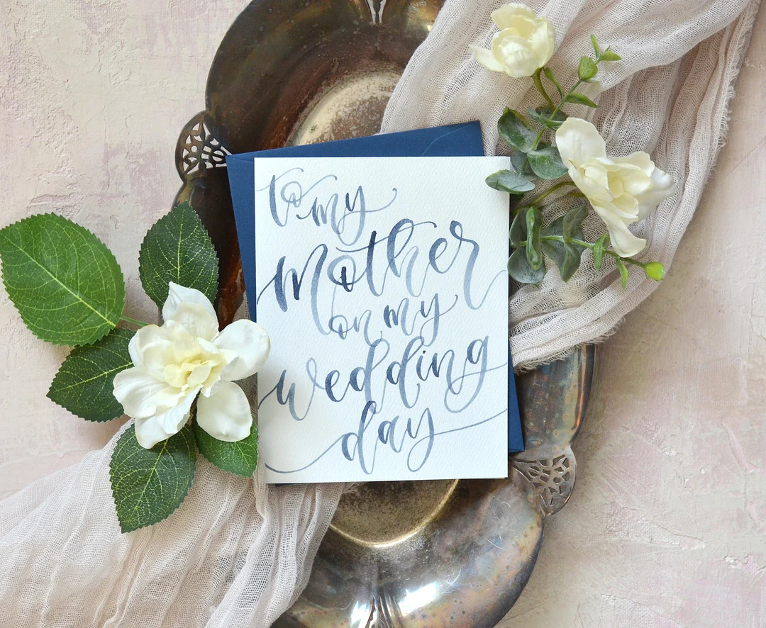 Watercolor To My Mother on my Wedding Day Cards. Handpainted Mother of the Bride Card. To My Fath... | Etsy (US)
