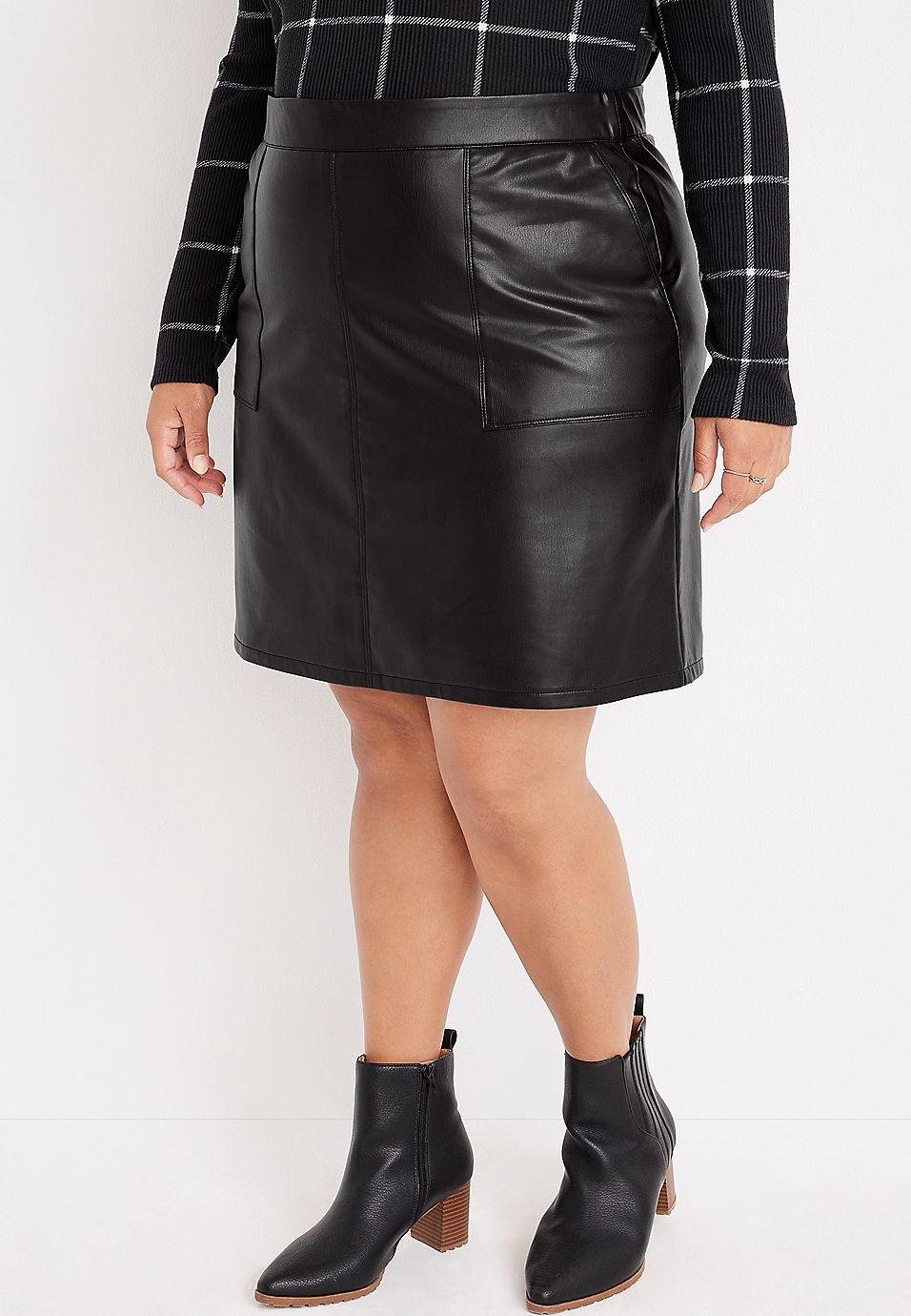 Plus Size Faux Leather High Rise Skirt | Maurices