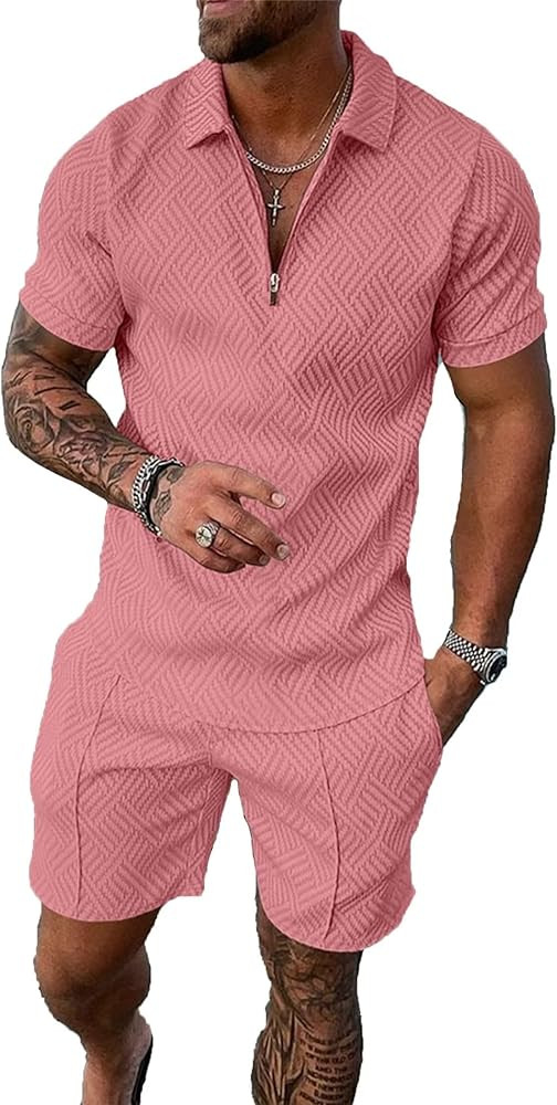 BIRW Men‘s Track Suits 2 Piece Summer Short Sets Outfits Fashion Polo Shirt Casual Short Sleeve... | Amazon (US)