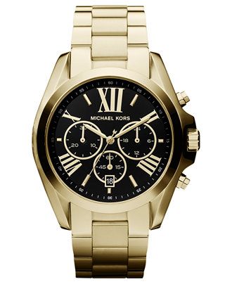 Michael Kors Women's Chronograph Bradshaw Gold-Tone Stainless Steel Bracelet Watch 43mm MK5739 | Macys (US)