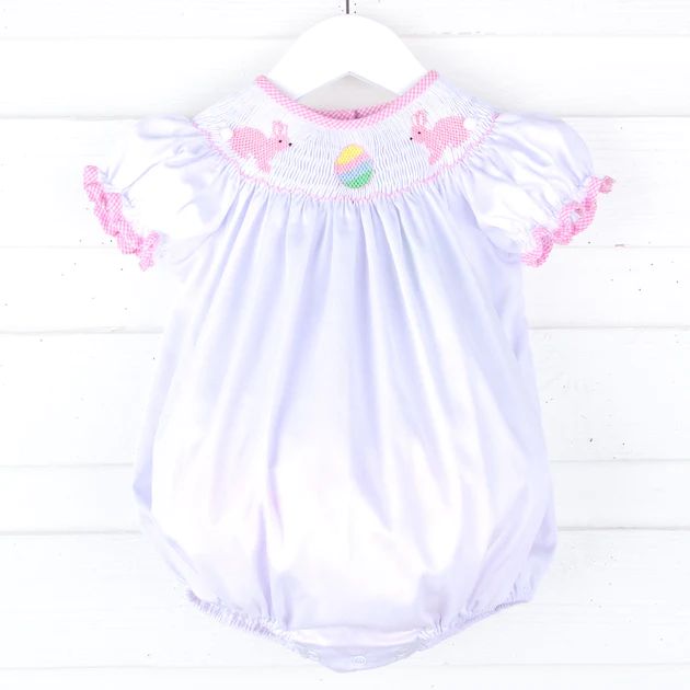 Bunny Hop White Smocked Bubble | Classic Whimsy