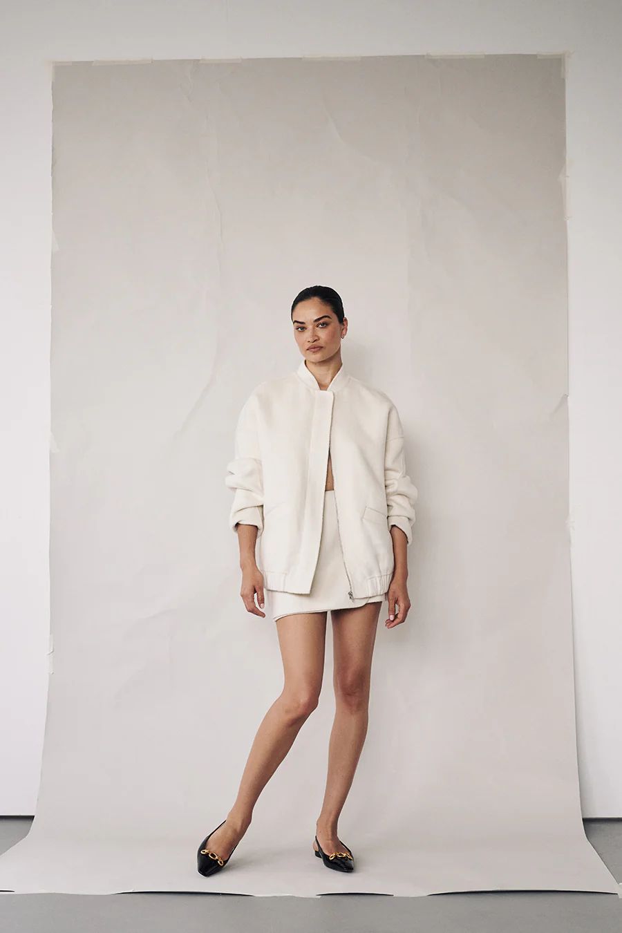 JERI CREAM WOOL BLEND BOMBER JACKET | DISSH