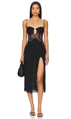 NBD Rosabelle Midi Dress in Black from Revolve.com | Revolve Clothing (Global)