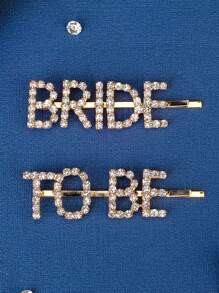 2pcs Women's 'bride To Be' Rhinestone Letter Hair Clips Party | SHEIN