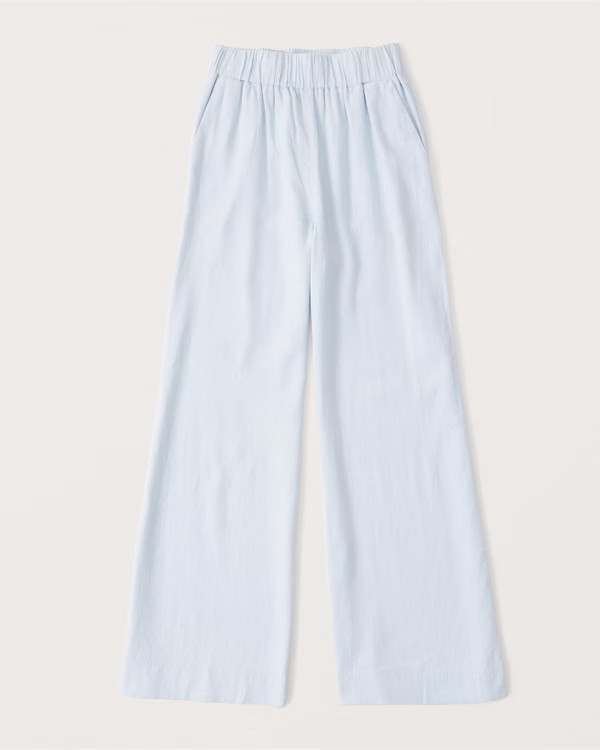 Linen-Blend Pull-On Wide Leg Pants | Abercrombie & Fitch (US)