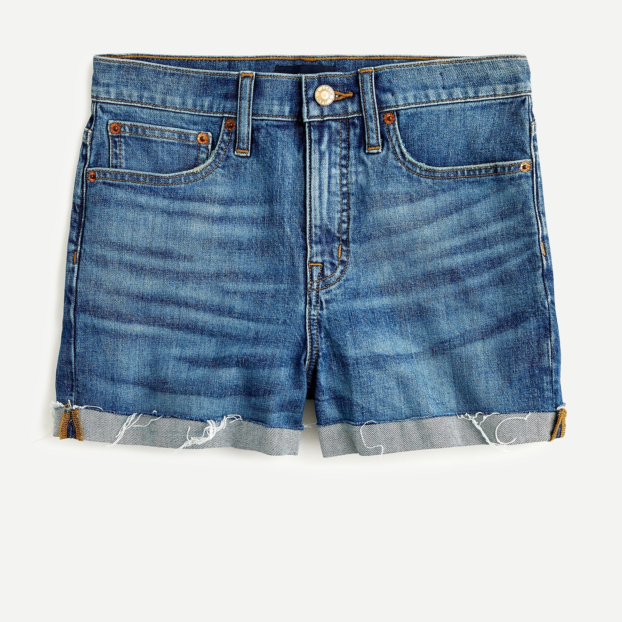 High-rise eco denim short in faded indigo | J.Crew US