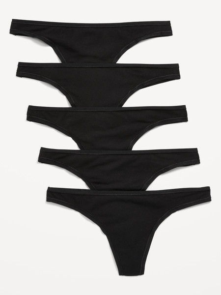 Mid-Rise Everyday Cotton Thong  5-Pack | Old Navy (US)