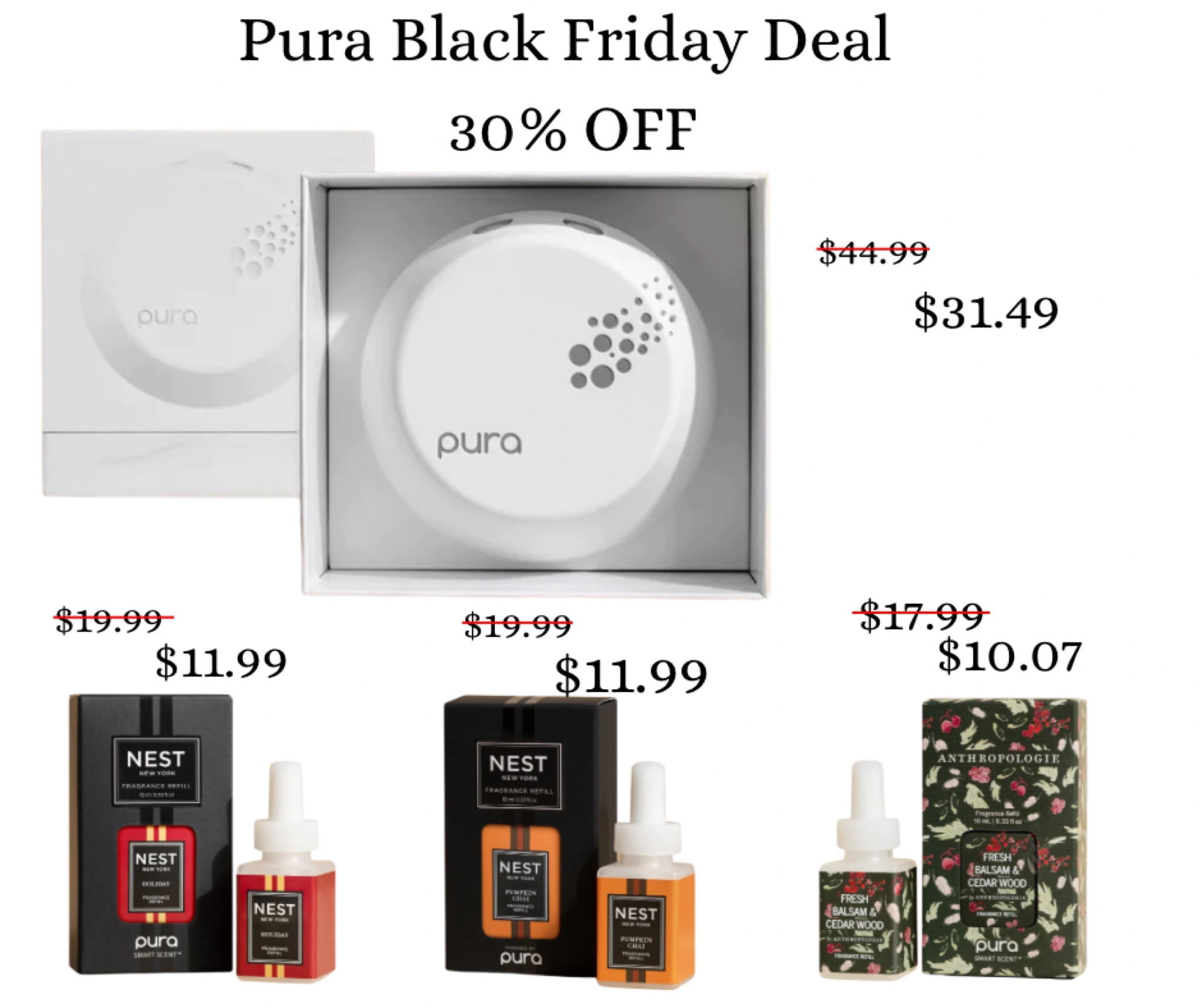 Pura wall plug in BLACK FRIDAY! Best deal of the year for pura! #pura #blackfriday #walldiffuser #nest #holidayscents 

#LTKCyberWeek #LTKhome #LTKGiftGuide