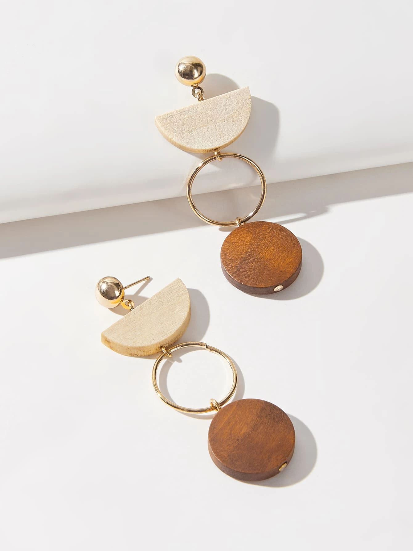 Wood Round Drop Earrings | SHEIN