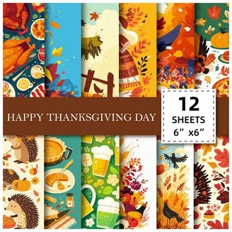 24 Sheets Fall Scrapbook Paper 6 x 6'' Thanksgiving Day Pattern Paper Pack Single-Sided Pumpkin M... | Walmart (US)