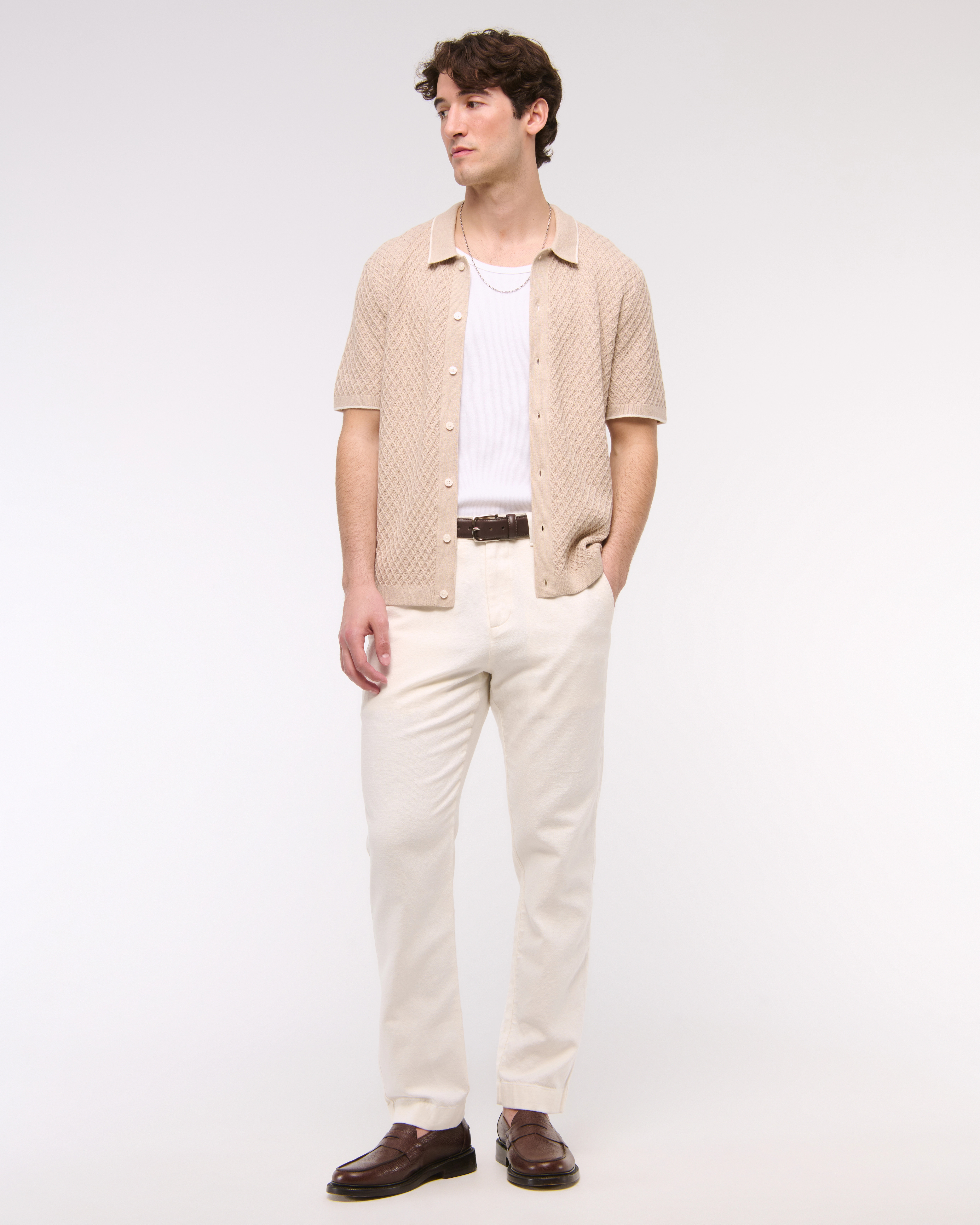 Straight Linen-Blend Fixed Waist Pant | Abercrombie & Fitch (US)