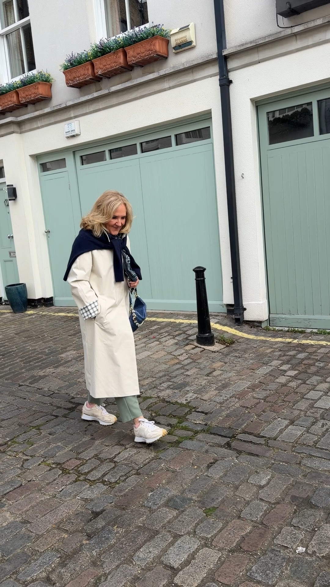 London style 
Trench coat medium petite 
Endless pants I flew home in them very comfy 8 petite 
Striped tee tunic air essentials medium 
I wore these sneakers all over town 
Cashmere sweater medium and it’s a relaxed fit

#LTKSaleAlert #LTKOver40
