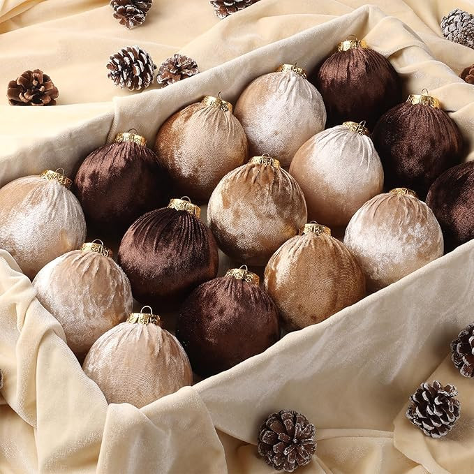 Christmas Tree Ornaments Velvet Balls - 15 Pack 3.15inch with Elegant Color, Velvet Fabric Wrinkl... | Amazon (US)