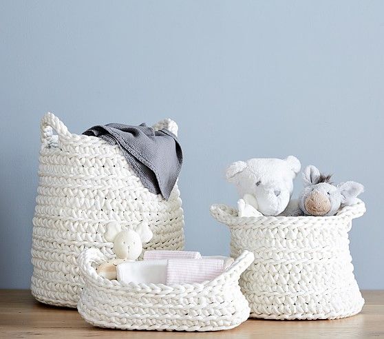 Ivory Chunky Knit Nursery Storage | Pottery Barn Kids