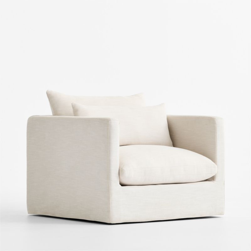 Seascape Upholstered Outdoor Swivel Lounge Chair | Crate & Barrel