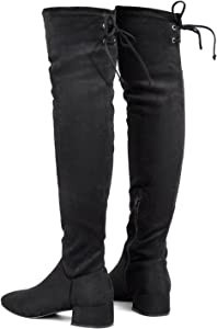 Greatonu Women's Over Knee High Boots Warm Winter Long Boot with Side Zipper Back Lace Fashion Th... | Amazon (US)