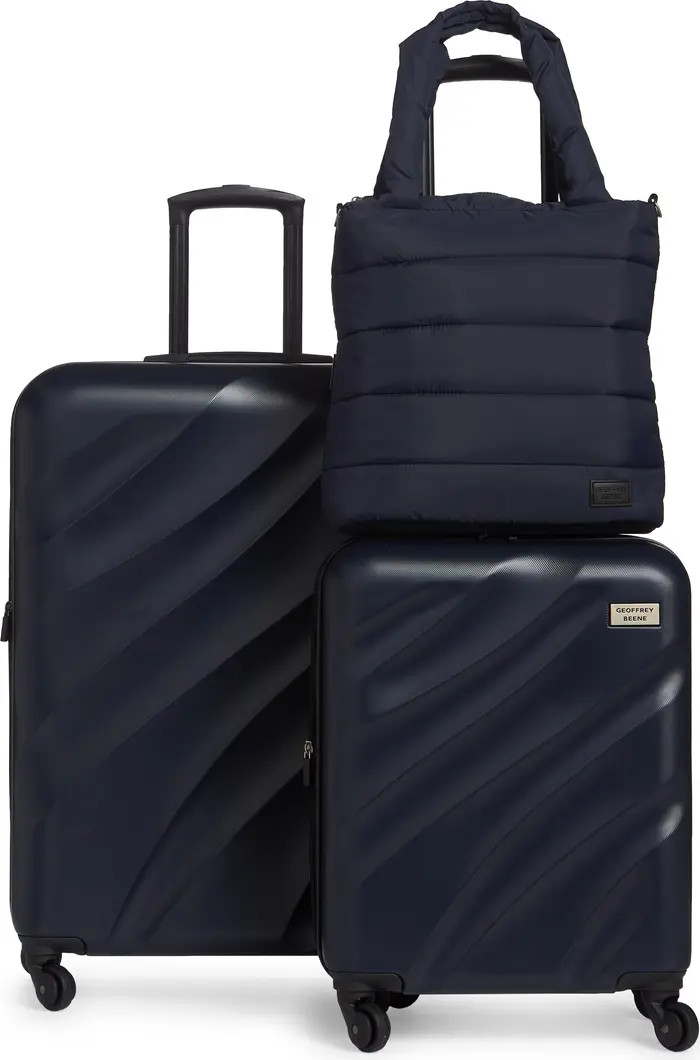 GEOFFREY BEENE 3-Piece Puffer Bag & Spinner Luggage Set | Nordstromrack | Nordstrom Rack