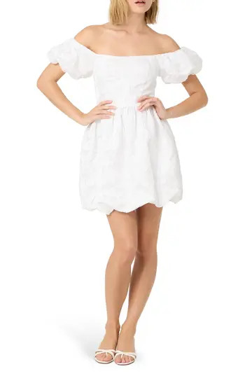 ASTR the Label Floral Jacquard Off the Shoulder Minidress in White at Nordstrom Rack, Size Large | Nordstrom Rack