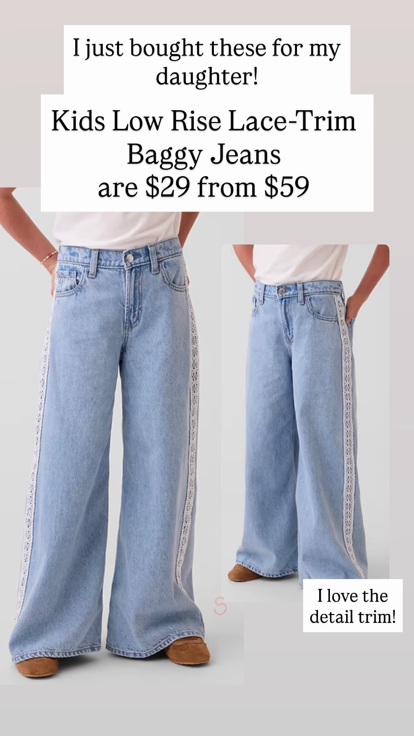 Kids Low Rise Lace-Trim Baggy Jeans

#LTKKids #LTKSaleAlert