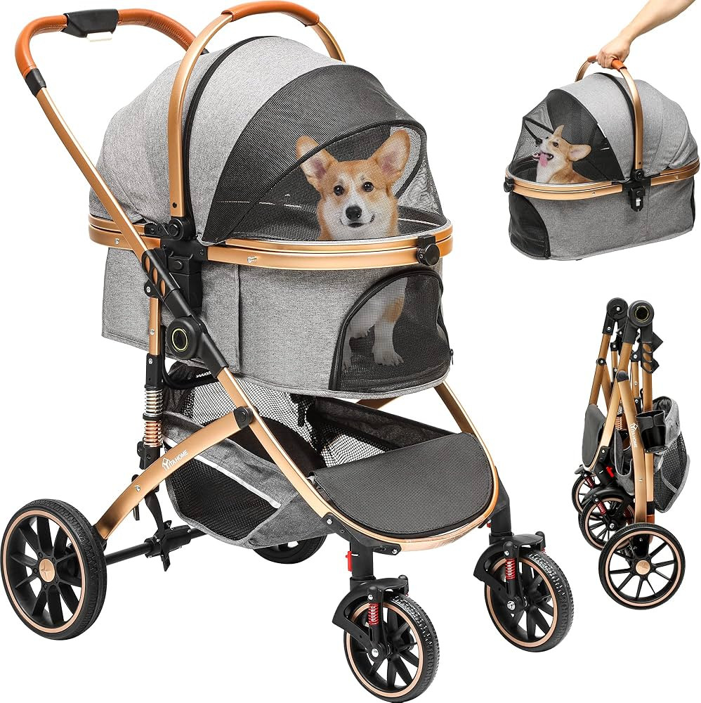 YITAHOME 3-in-1 Pet Stroller, Zipless Aluminum Dog Stroller for Medium and Small Dogs, One-Hand F... | Amazon (US)