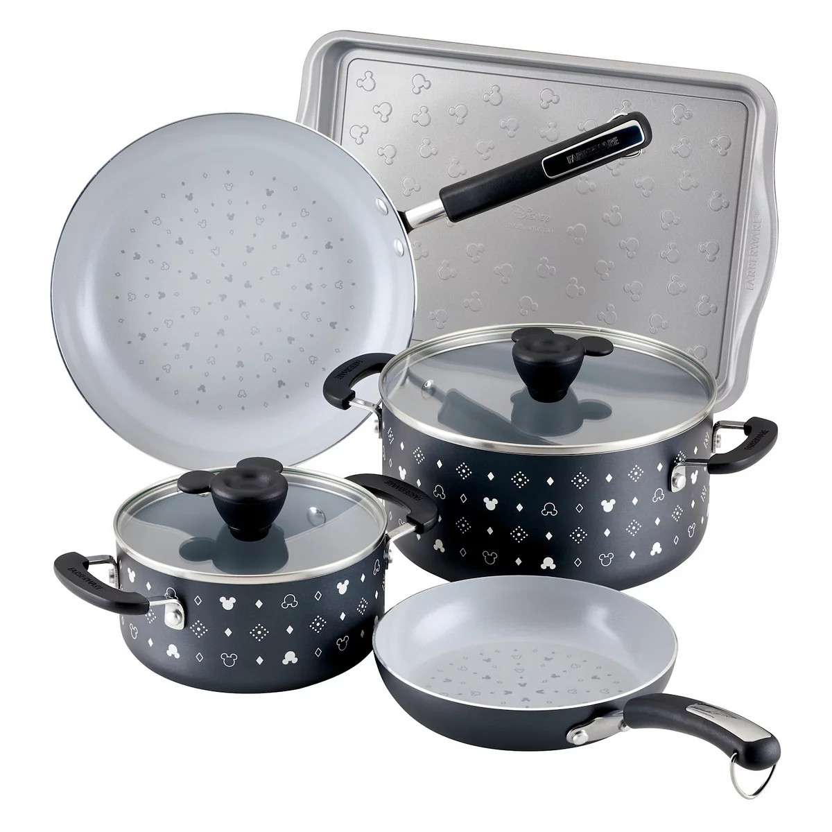 Farberware Disney 7-pc. Monochrome Ceramic Nonstick Cookware Set | Kohl's