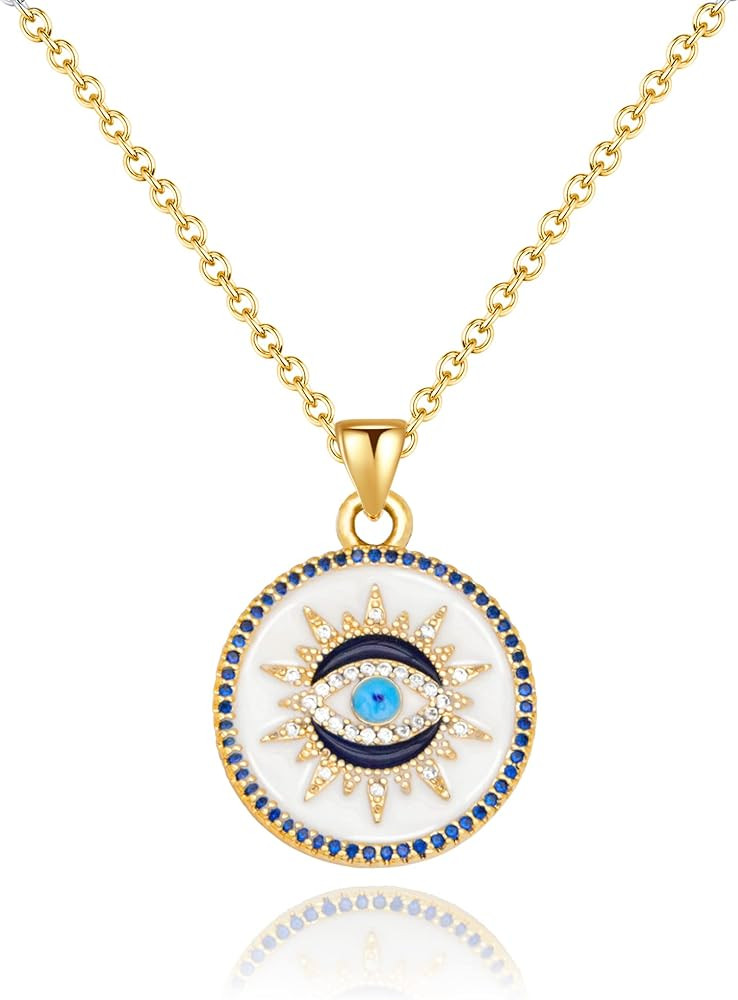 SmileBelle Evil Eye Gold Protection Necklace, Handmade Evil Eye Jewelry for Women, Ojo Turco Pend... | Amazon (US)