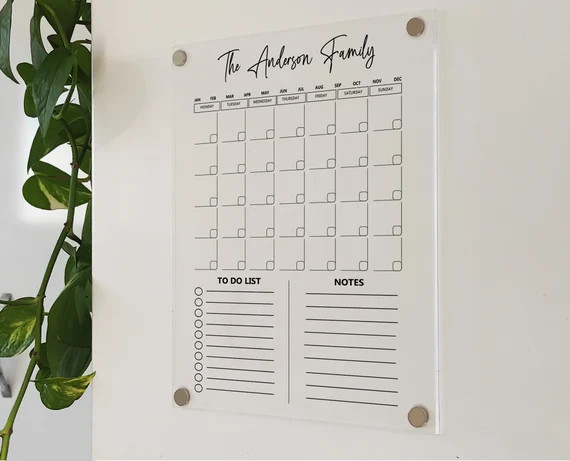 Magnetic Fridge Calendar - Dry Erase Calendar - Magnetic Monthly Acrylic Calendar -  Blank acryli... | Etsy (US)