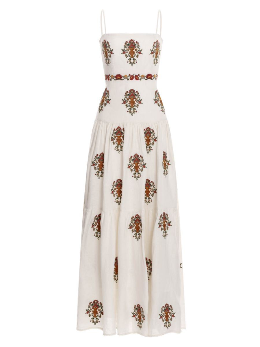 Curandera Lima Remedios Linen Tiered Maxi Dress | Saks Fifth Avenue