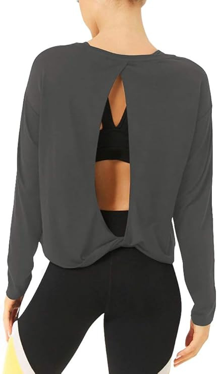 Bestisun Workout Yoga Tops for Women Long Sleeve Workout Clothes Backless Shirts for Women | Amazon (US)