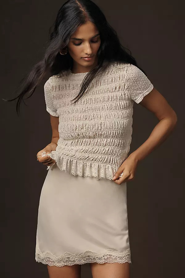 Blue Tassel Short-Sleeve Smocked Top | Anthropologie (US)