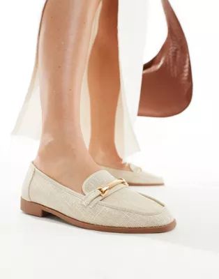 ASOS DESIGN Verity loafer flat shoes with trim in natural fabrication | ASOS | ASOS (Global)