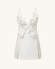 Yuliya White Floral Embellishment V-neckline Mini Dress - White | JW PEI US
