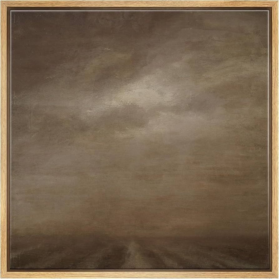 SIGNFORD Framed Canvas Print Wall Art Misty Desert Horizon Earth Tone Landscape Illustrations Rus... | Amazon (US)