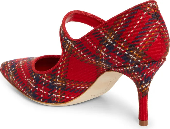 Campari Plaid Wool Pointed Toe Mary Jane Pump (Women) | Nordstrom