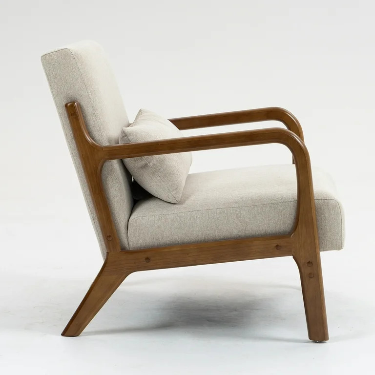 Mainstays Wood Arm Accent Chair, Beige | Walmart (US)