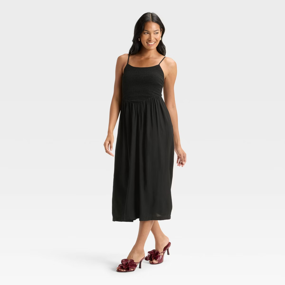 Women's Smocked V-Waist Midi Dress - A New Day™ | Target