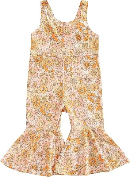 Toddler Infant Baby Girl Floral Jumpsuit One Piece Romper Sleeveless Backless Bodysuit Overalls Slin | Amazon (CA)
