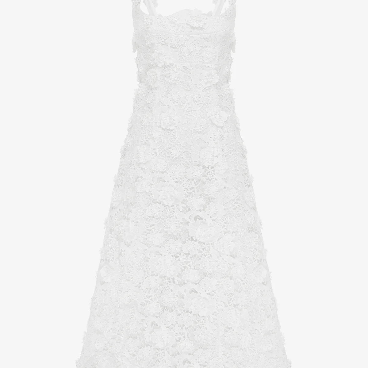 Odette Lace Midi Dress - Snow | LEO LIN US