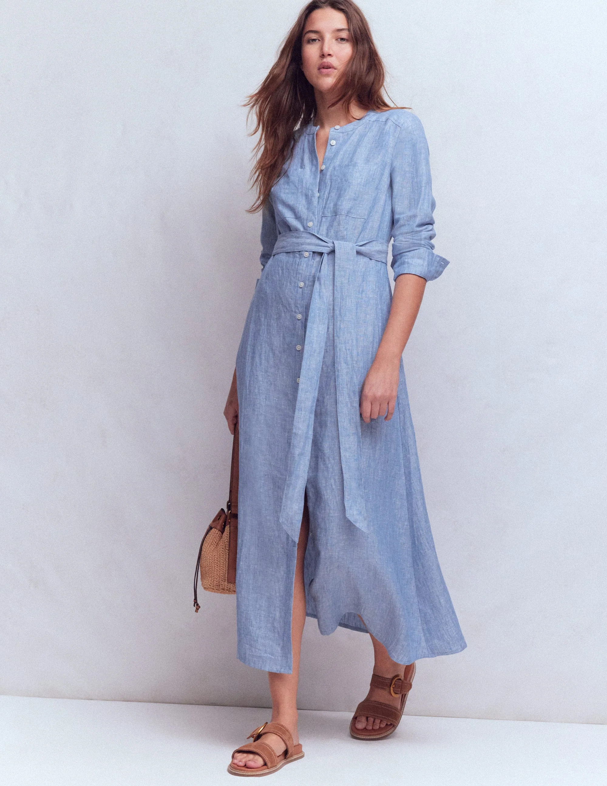 Mollie Linen Shirt Dress-Navy | Boden (US)