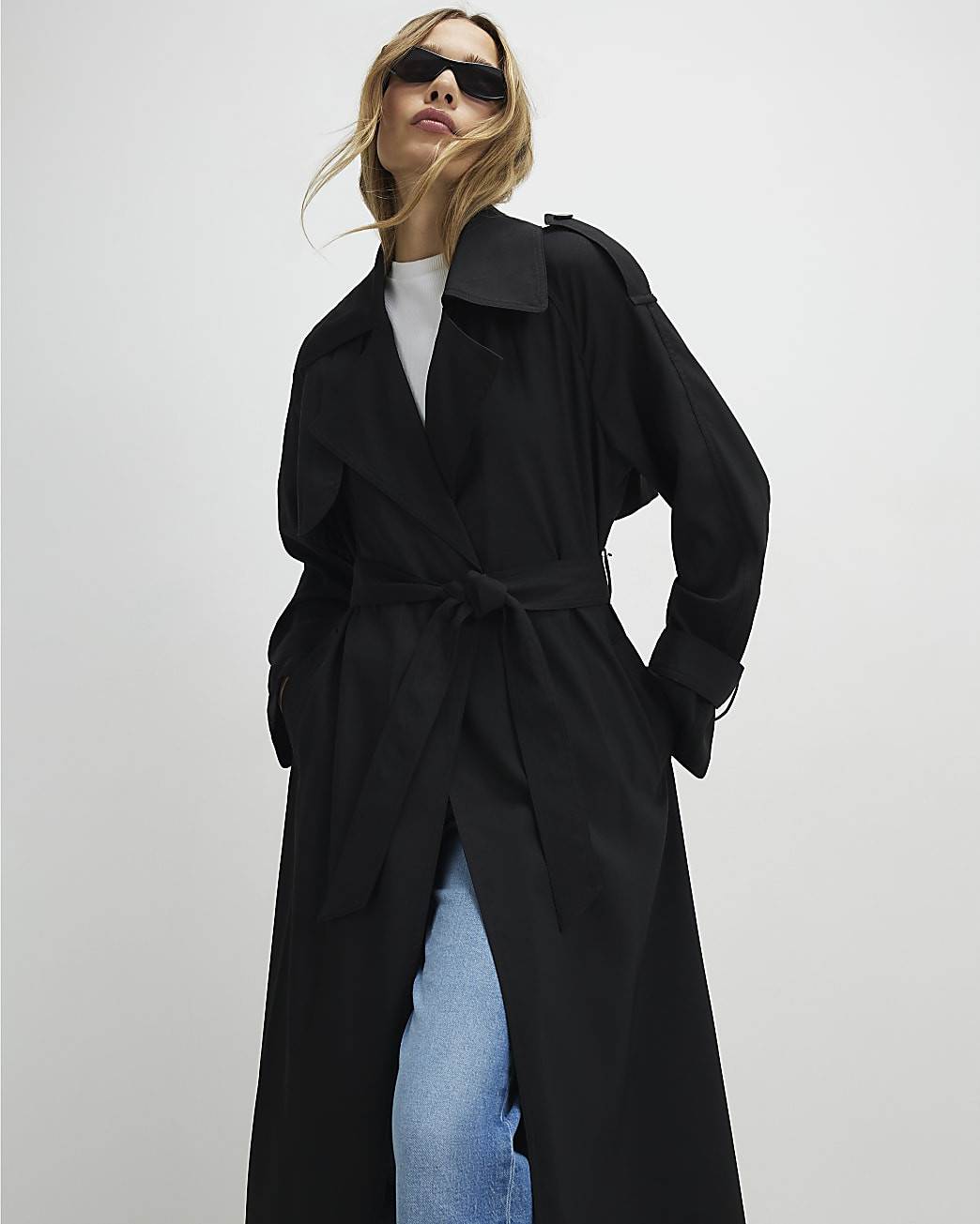 Black Trench Coat | River Island UK & IE