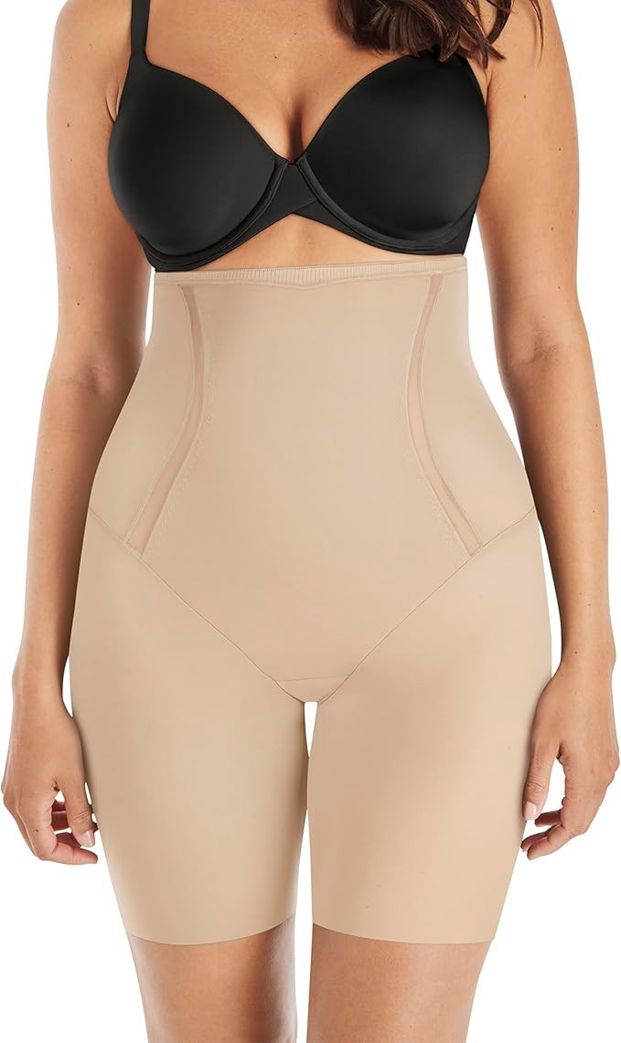 Maidenform womens Shapewear High-waist Thigh Slimmer, Tummy Control Thigh Slimmer, Firm Control S... | Amazon (US)