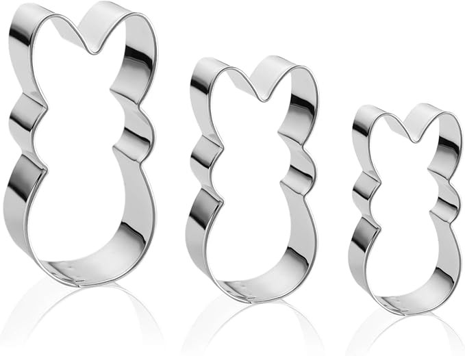 Easter Bunny Cookie Cutter Set -3 Pieces - Stainless Steel Assorted Sizes | Amazon (US)