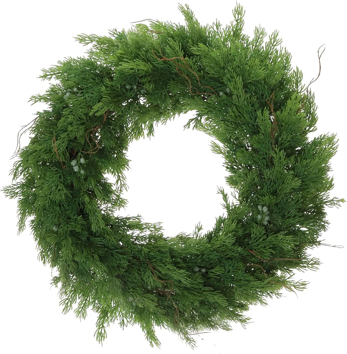 22" Juniper Wreath | Lifelike Greenery & Real Touch Green Berries | Brown Twigs Included | Indoor... | Wayfair North America