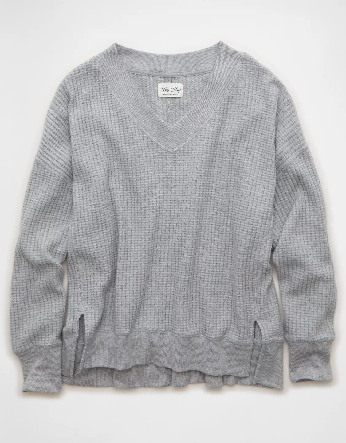AE Big Hug V-Neck Waffle Sweatshirt | American Eagle Outfitters (US & CA)