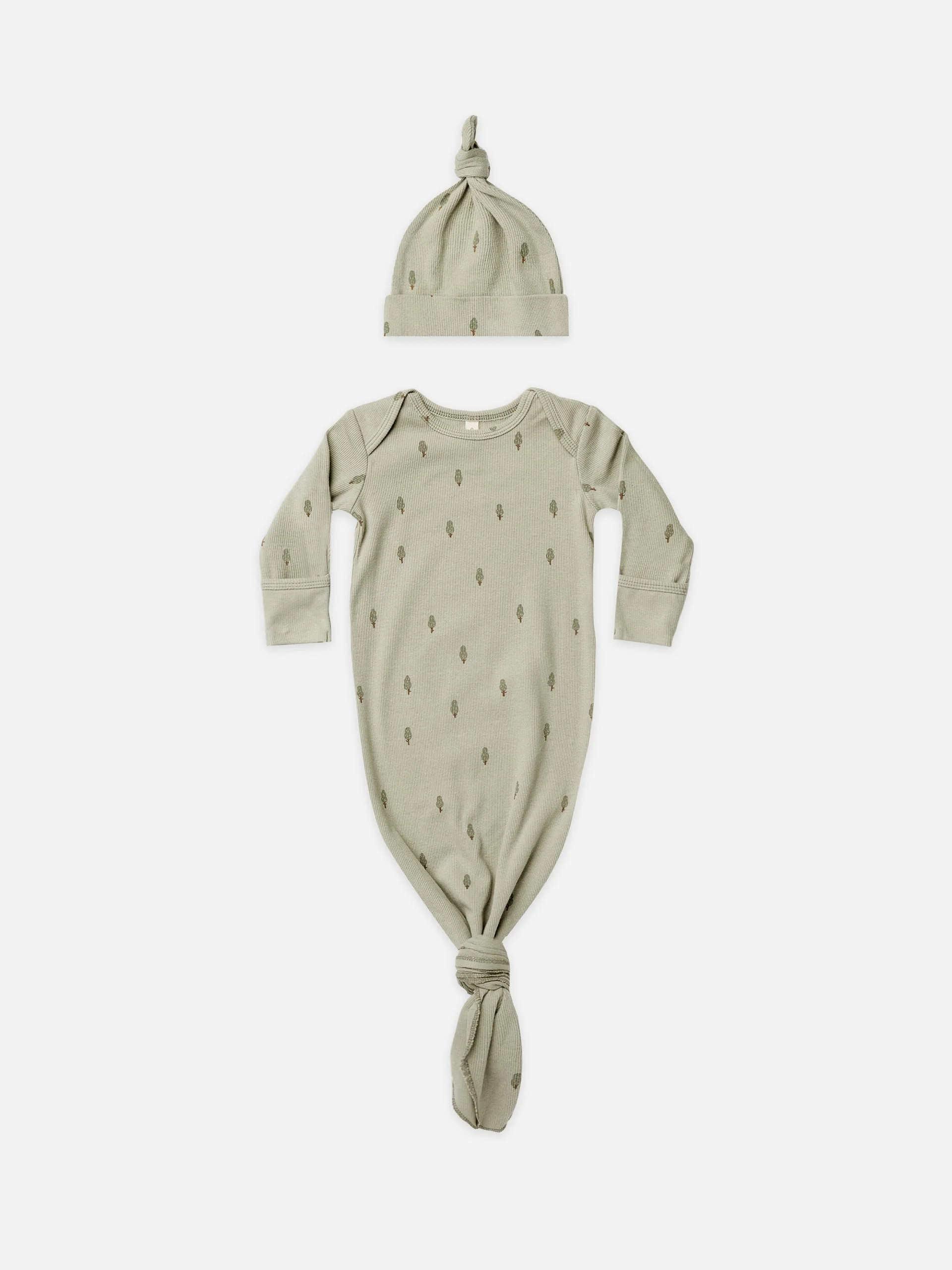 Knotted Baby Gown & Hat Set | Trees | Rylee + Cru