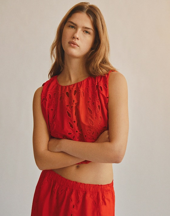 Embroidered Sleeveless Bubble Top in Poplin | Madewell