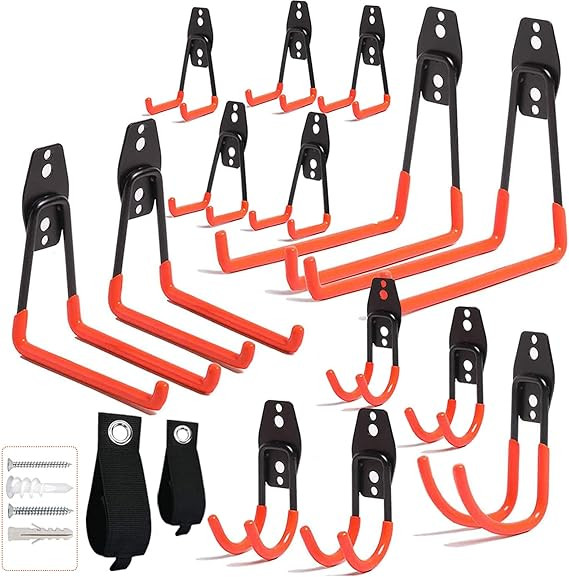 16PCS Garage Hooks Heavy Duty, Steel Storage Utility Hook, Garage Organization Tool Shelf Have An... | Amazon (US)